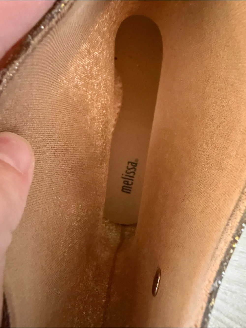 Melissa Rain Drop Gold Glass Glitter Jelly Boots, Woman’s 7